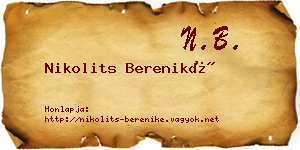 Nikolits Bereniké névjegykártya